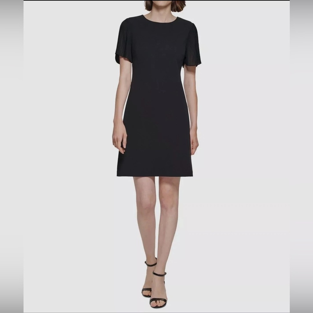 Tommy Hilfiger Black Dress Size 16 NWT Flutter Sleeve‎ LBD Quiet Luxury Parisian